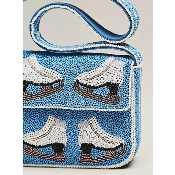 Anthropologie The Fiona Beaded Bag: Winter Icon Edition- Blue Skates